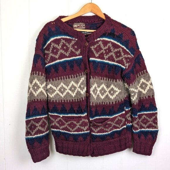 Made in Ecuador Cozy Wool Button-Front Sweater for the Perfect Cottage Core Look - Picture 4 of 10